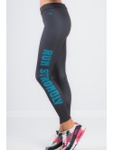 Graphite leggings with blue inscription 13930 - Online store - Boutique